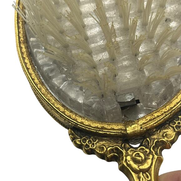 Vintage Ormalu 3 Piece Vanity Set Gold Tone Brush Comb Mirror - Picture 12 of 12